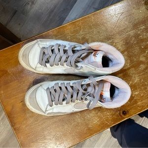 Custom Nike blazers , beige with pink on inside , used , pretty worn